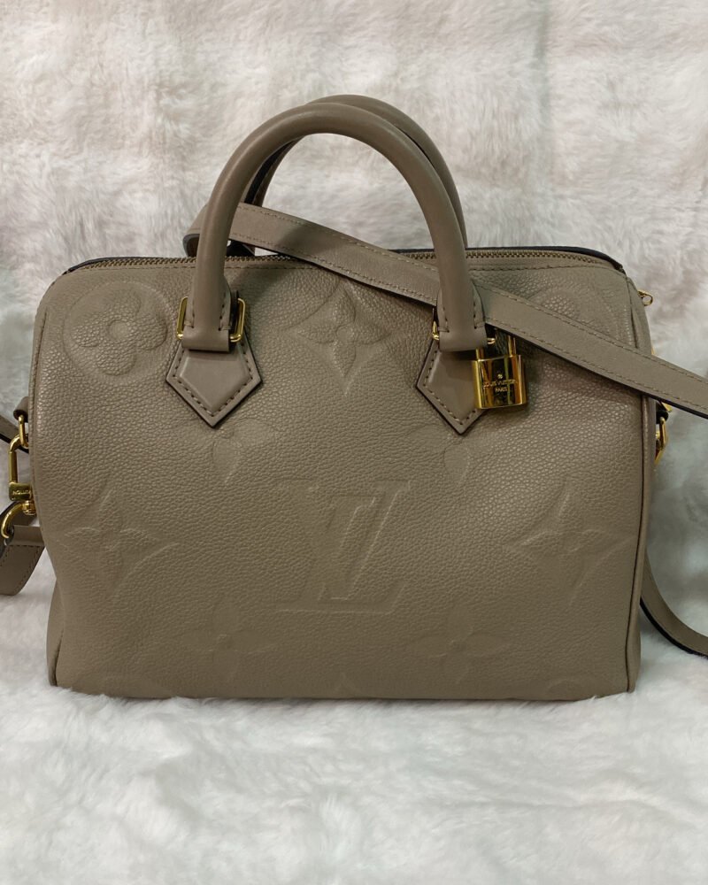 LV Bag Creme Speedy 25 Bandouliere Empreinte Leather
