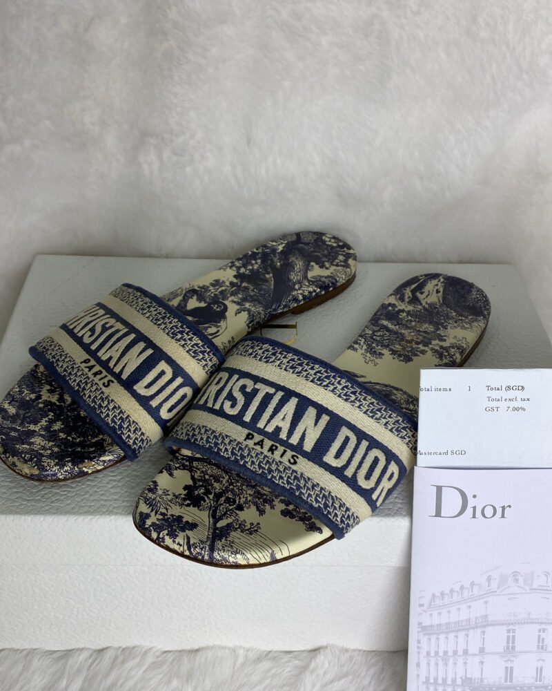 Dior Beige/Blue Toile de Jouy Sandals