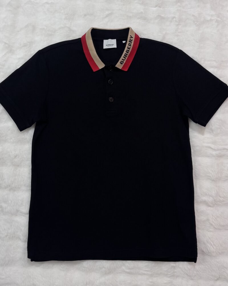 Burberry Black Edney Collar Logo S/S Polo
