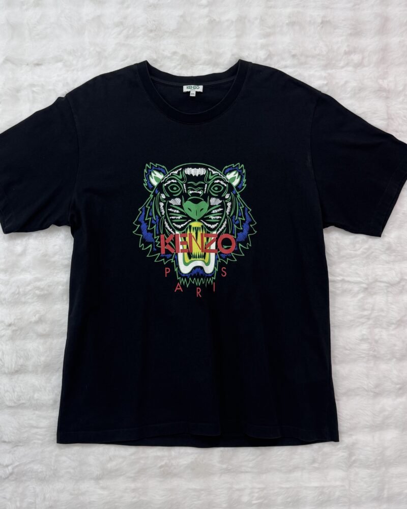 Kenzo Green Blue Tiger Black Tee