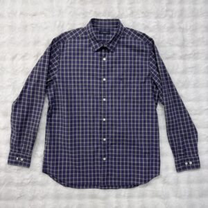 Burberry Purple and Grey Plaid Button Shirt with logo embroidery on chest pocket