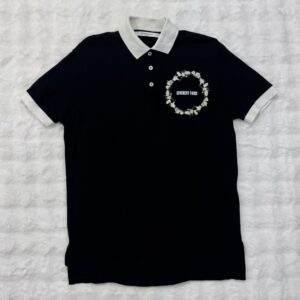 Givenchy Black Polo with floral wreath logo on chest