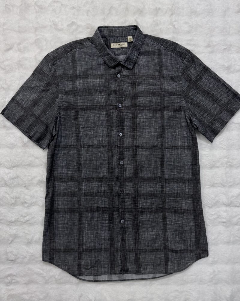 Burberry Check Plaid Grey S/S Shirt