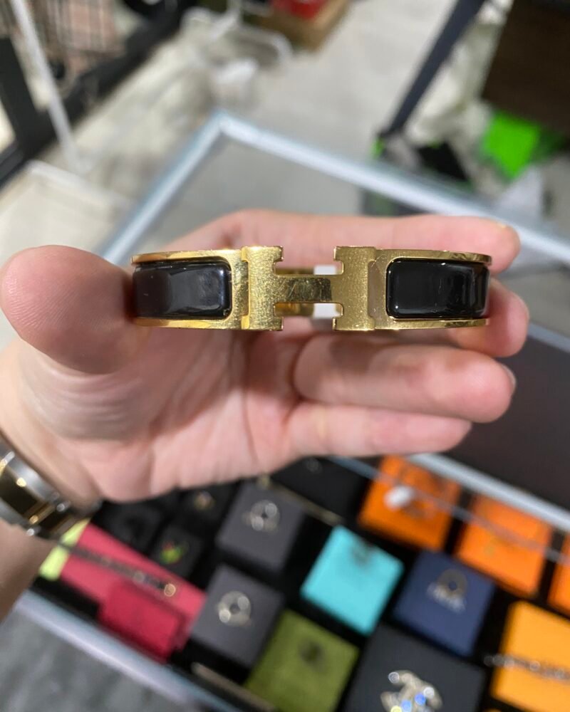 Hermes Black GHW Bangle Bracelet
