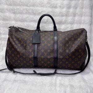 LV Keepall 55 Brown Monogram Macassar Duffle Bag