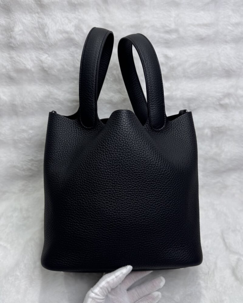Hermes Picotin 22 Noir Black Clemence PHW Bag