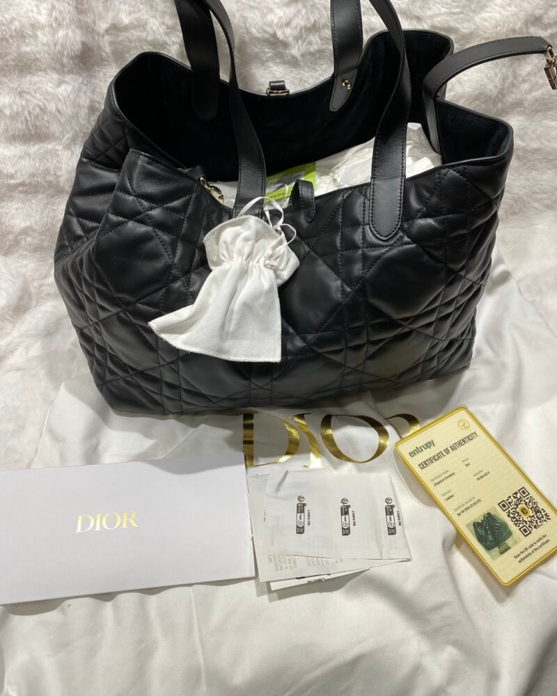 Dior Large Tonjours Macrocannage Black calfskin Bag