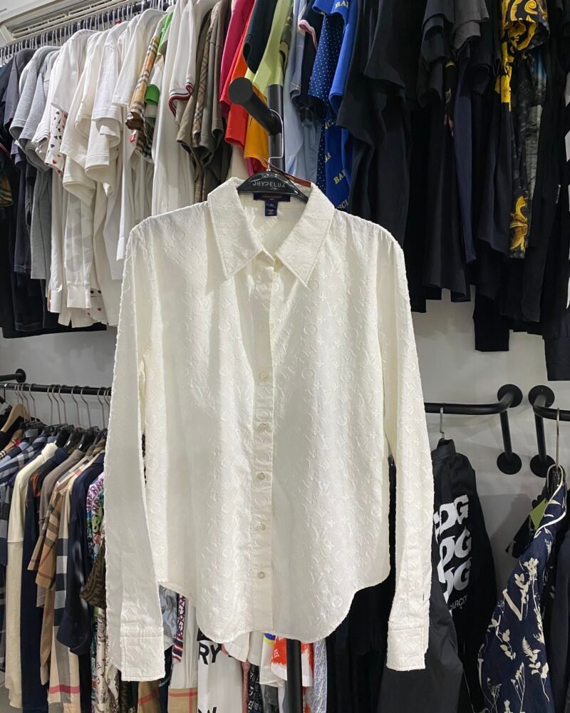 LV Shirt Monogram Long Sleeve White
