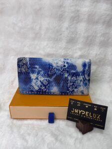 LV Monogram Bandana Brazza Bifold Long Wallet in Blue leather