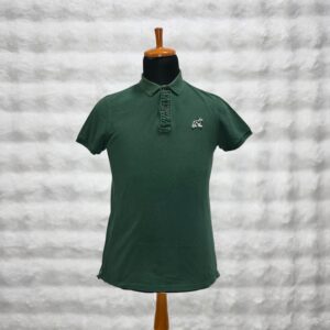 Sacoor Green Polo with ruffled placket and embroided dog logo