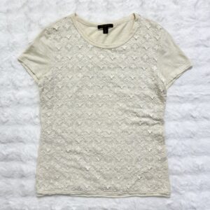 LV Blouse Monogram Lace Cream Tee