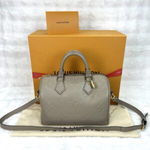 LV Bag Creme Speedy 25 Bandouliere Empreinte Leather