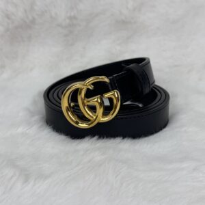 Gucci GG Marmont belt in black leather with shiny GHW