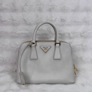 Prada Promenade Small Saffiano Leather Bag in Chalk White