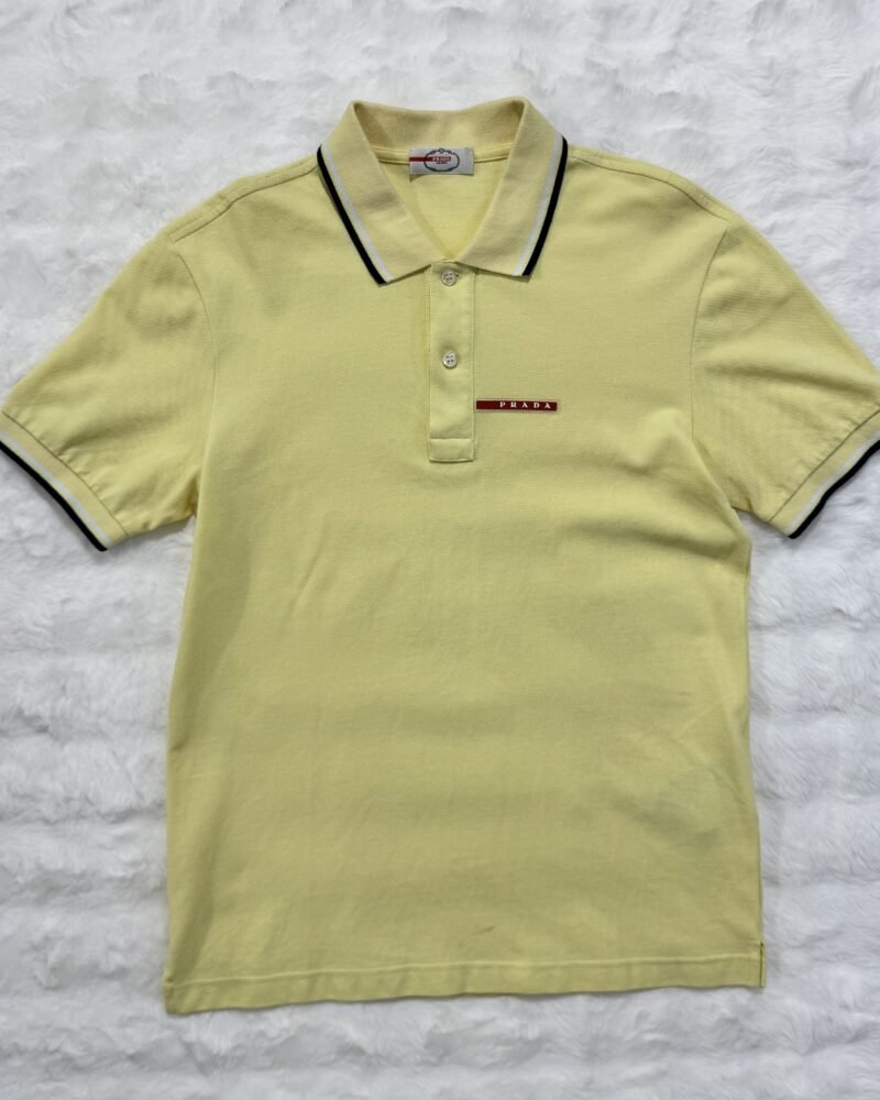 Prada Yellow Polo with Red Logo Tab
