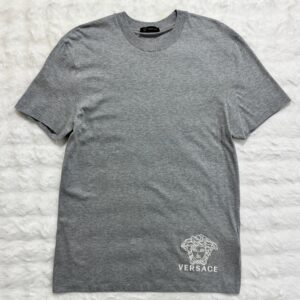 Versace Grey Embroided Medusa Logo at Bottom Right Tee