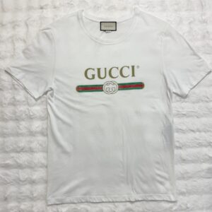 Gucci White Washed Belt Logo Tee