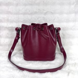 LV Fuchsia Red Epileather Petit Noe Bucket Bag