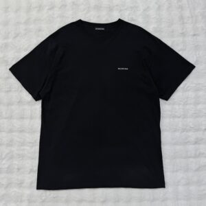 Balenciaga Medium Fit Black Front Small Logo Tee