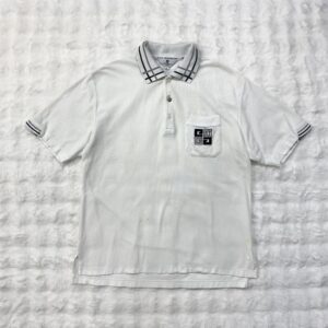 Givenchy White S/S Logo Golf Polo with striped collar