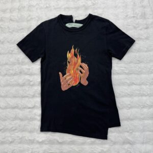 Off White Flames Hand Black Tee
