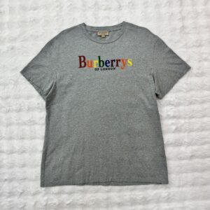 Burberry Multicolour Word Logo Grey Tee