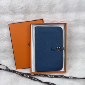 Hermes Dogon Duo Wallet in Blue Izmir Togo leather