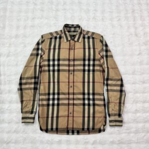 Burberry Brown Checkered Full Logo Shirt