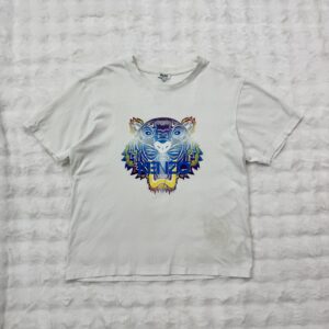 Kenzo White S/S Tee with Rainbow Tiger