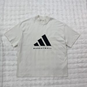 Adidas White Basketball graphic front tee loose fit