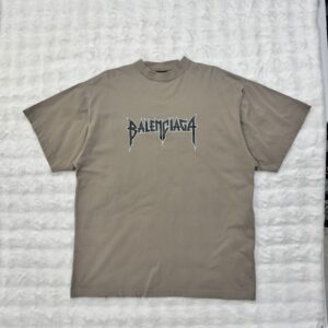 Balenciaga Tee Brown Metal Vintage Logo