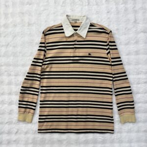 Burberry long-sleeve brown Checkered striped polo sweater