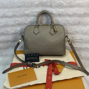 LV Bag Creme Speedy 25 Bandouliere Empreinte Leather