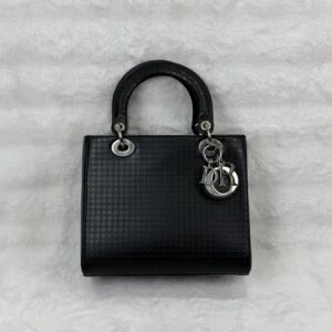 Christian Dior Lady Dior Microcannage Black Glazed Calfskin SHW