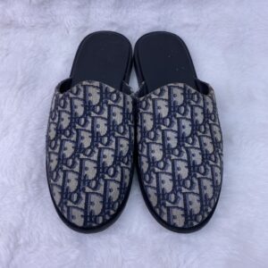 Dior Oblique Beige Navy Slipper Mules