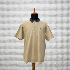 Burberry cotton pique polo with contrast collar and signature middle checkered