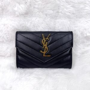 YSL Cassandra Envelope Black Wallet GHW