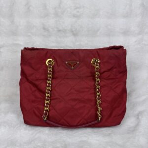 Prada Red Saffiano Vernice Open Promenade Tote Bag GHW