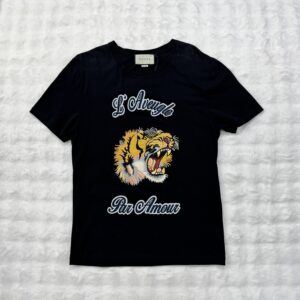 Gucci Tee Tiger Embroided Black Cotton Tee