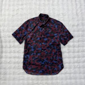 LV  S/S Camouflage Full Logo Maroon Blue Shirt