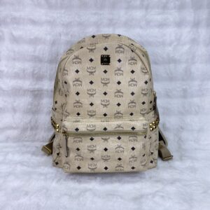 MCM Beige Star Side Studs Medium Backpack