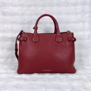 Burberry Banner satchel in red with side checkered panels