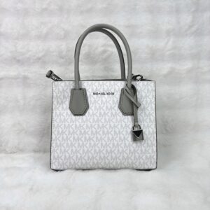 Michael Kors Mercer Medium Logo Accordion Crossbody bag in White logo