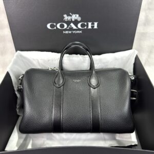 Coach Black Compass Boston 35 pebbled leather crossbody bag